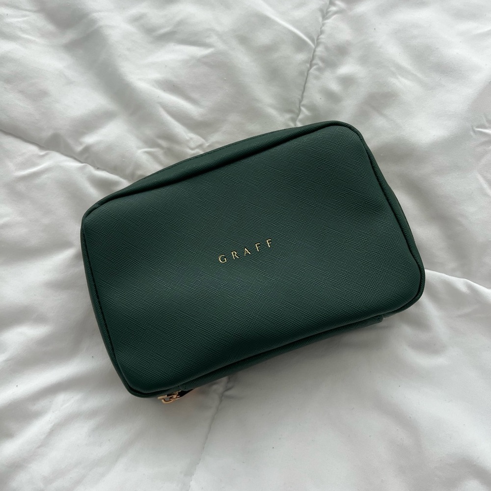 Dark Green Leather Travel Toiletry Bag for Women - Graff
